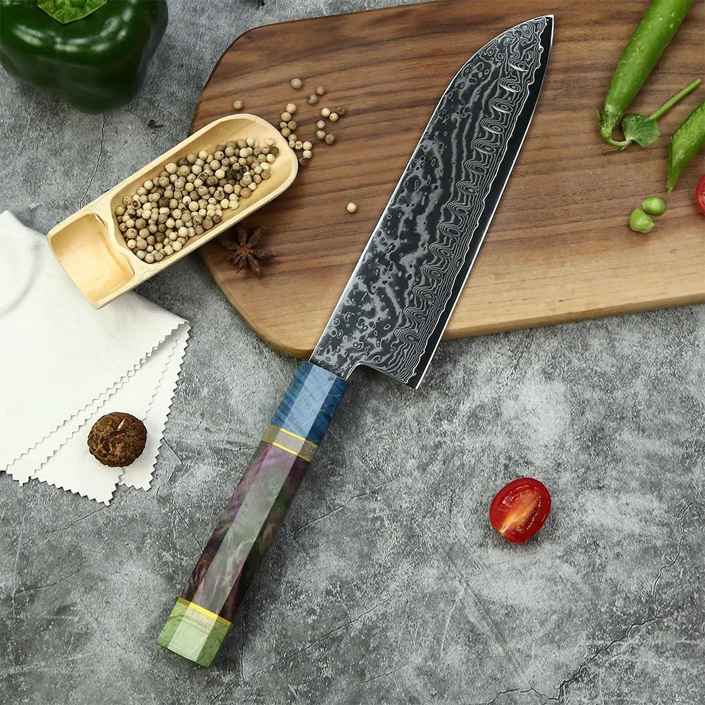 Japan damaškový kuchařský santoku nůž  01_1